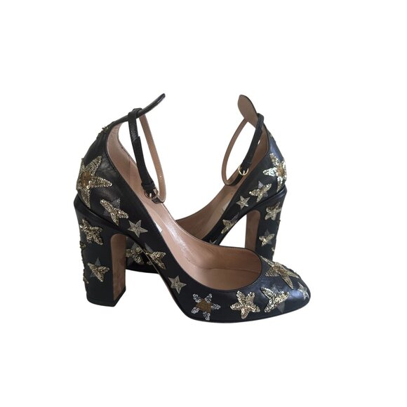 VALENTINO Tango Star 100 Sequined Ankle Strap Heels Size 37 - Picture 6 of 10